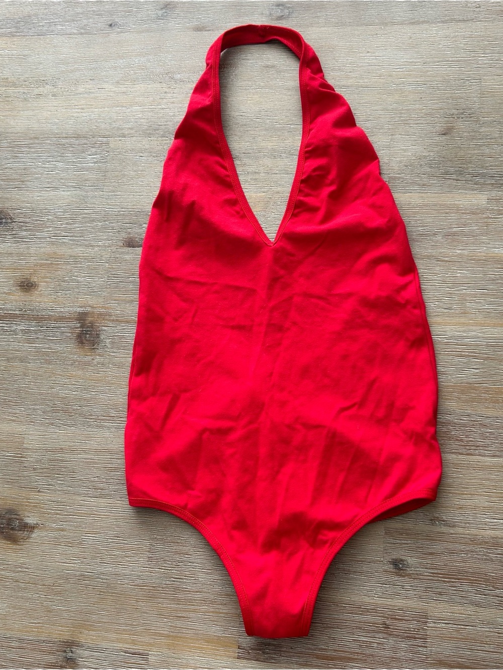 American Apparel Red Halter Bodysuit